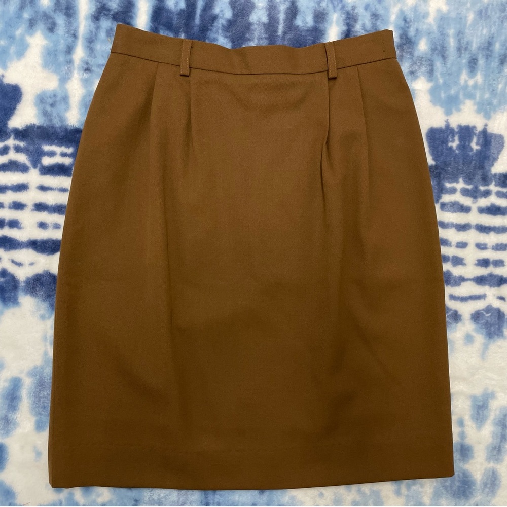 Vintage JH Collectables Tan 100% Pure Wool Skirt Size 8P 🍁🍂 Made in USA